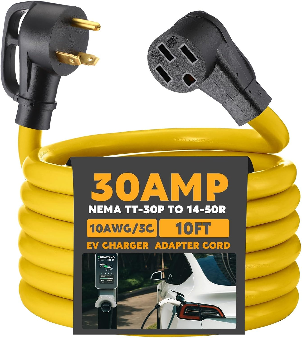 NEMA TT-30P to 14-50R EV Adaptor Extension Cord